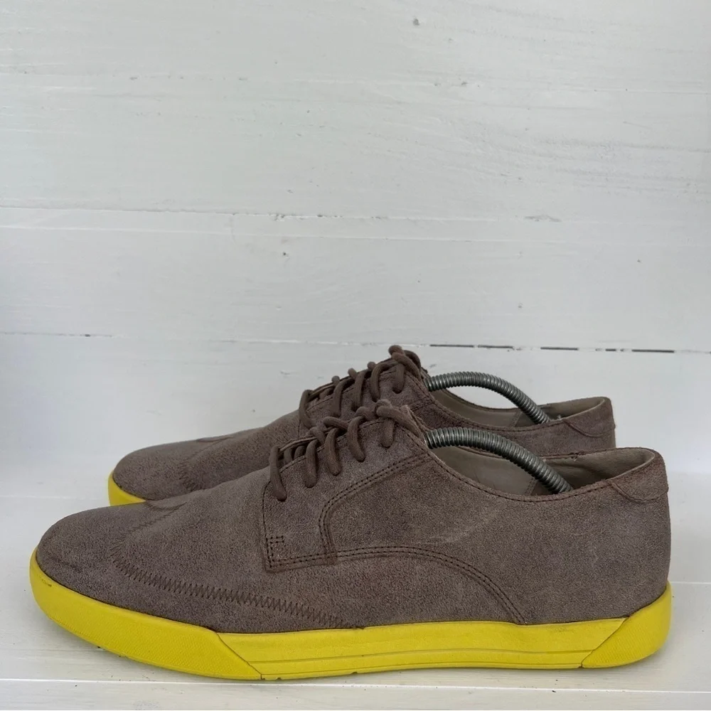 Cole Haan Brown Yellow Dress Shoes Men's 11 M Christy Wingtip Oxfords Lunar Neon